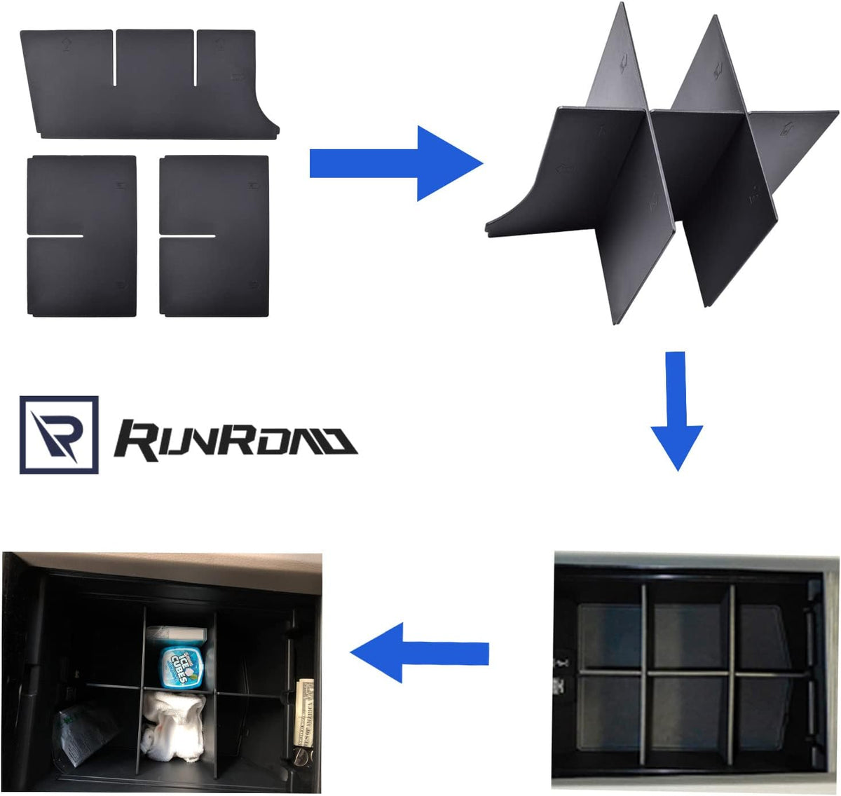 RUNROAD Center Console Organizer for Honda Pilot (2016-2022)/ Ridgeline (2017-2023)/ Passport (2019-2023) Accessories, Armrest Box Insert Dividers