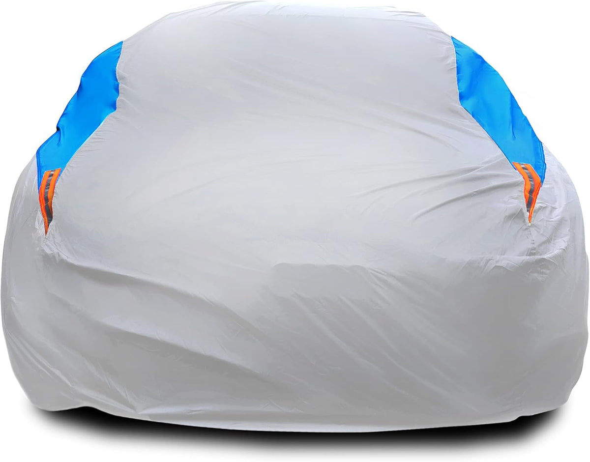MORNYRAY Waterproof Car Cover All Weather Snowproof UV Protection Windproof Outdoor Full car Cover, Universal Fit for Sedan (Fit Sedan Length 194-206 inch, Blue)