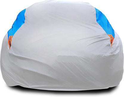 MORNYRAY Waterproof Car Cover All Weather Snowproof UV Protection Windproof Outdoor Full car Cover, Universal Fit for Sedan (Fit Sedan Length 194-206 inch, Blue)
