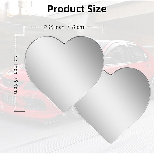 Heart Shaped Blind Spot Mirrors 2 Pack, Large Wide Angle Convex Mirror for Car Side Mirror Blindspot - Enhanced Safety Rear View Mirror Accessories, Universal Fit for Cars SUVs Trucks (2.36"×2.2")