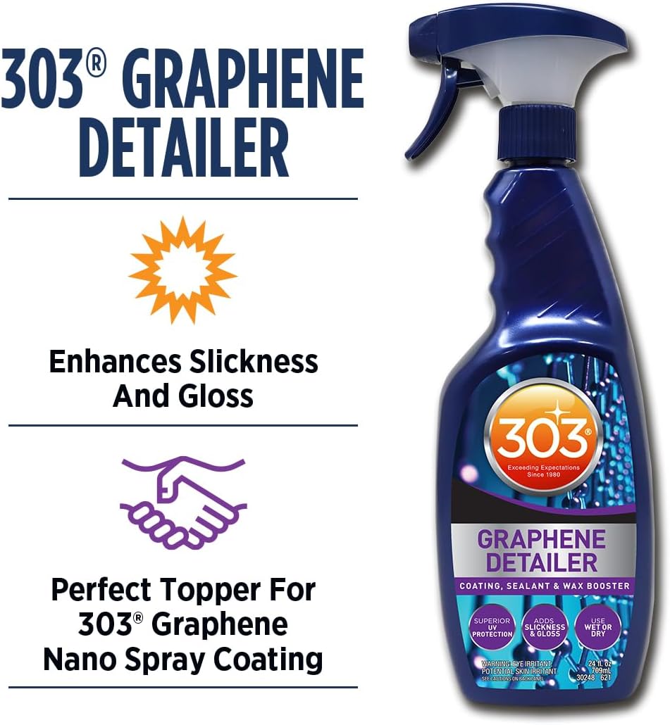 303 Products Graphene Detailer Spray, Quick Detail Spray for Car Exterior – Enhances Gloss & Protection on Paint, Coatings & Wax, Waterless Wash & Drying Aid, 16 oz