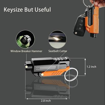 4Pack Upgrade Car Window Breaker Seatbelt Cutter Keychain, Portable Car Emergency Escape Tool, Safe HammerGlass Breaker Under Water (Red+Red+Orange+Orange)