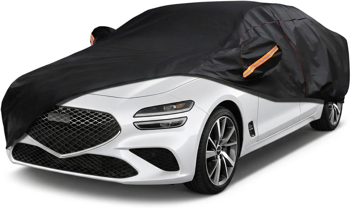 6 Layer Heavy Duty Car Cover Waterproof All Weather Protection with Cotton Liner, Full Exterior Outdoor Cover for Sun Rain Snow UV Protection, Fits Sedan 186-193 inchs