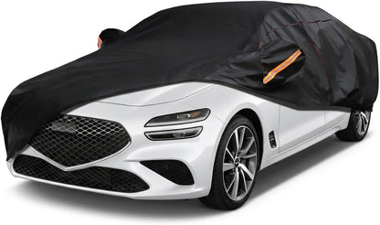 6 Layer Heavy Duty Car Cover Waterproof All Weather Protection with Cotton Liner, Full Exterior Outdoor Cover for Sun Rain Snow UV Protection, Fits Sedan 186-193 inchs