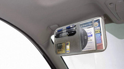 Car Sun Visor Organizer, Auto Visor Holder Interior Accessories Pocket Organizer - Car Registration Holder Document Storage Pouch Pen holder - Grey