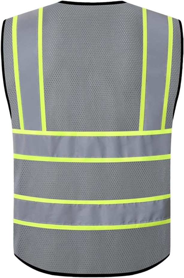Reflective High Visibility Safety Vest for Men Women with Pockets Zipper Front Meets ANSI/ISEA Standards