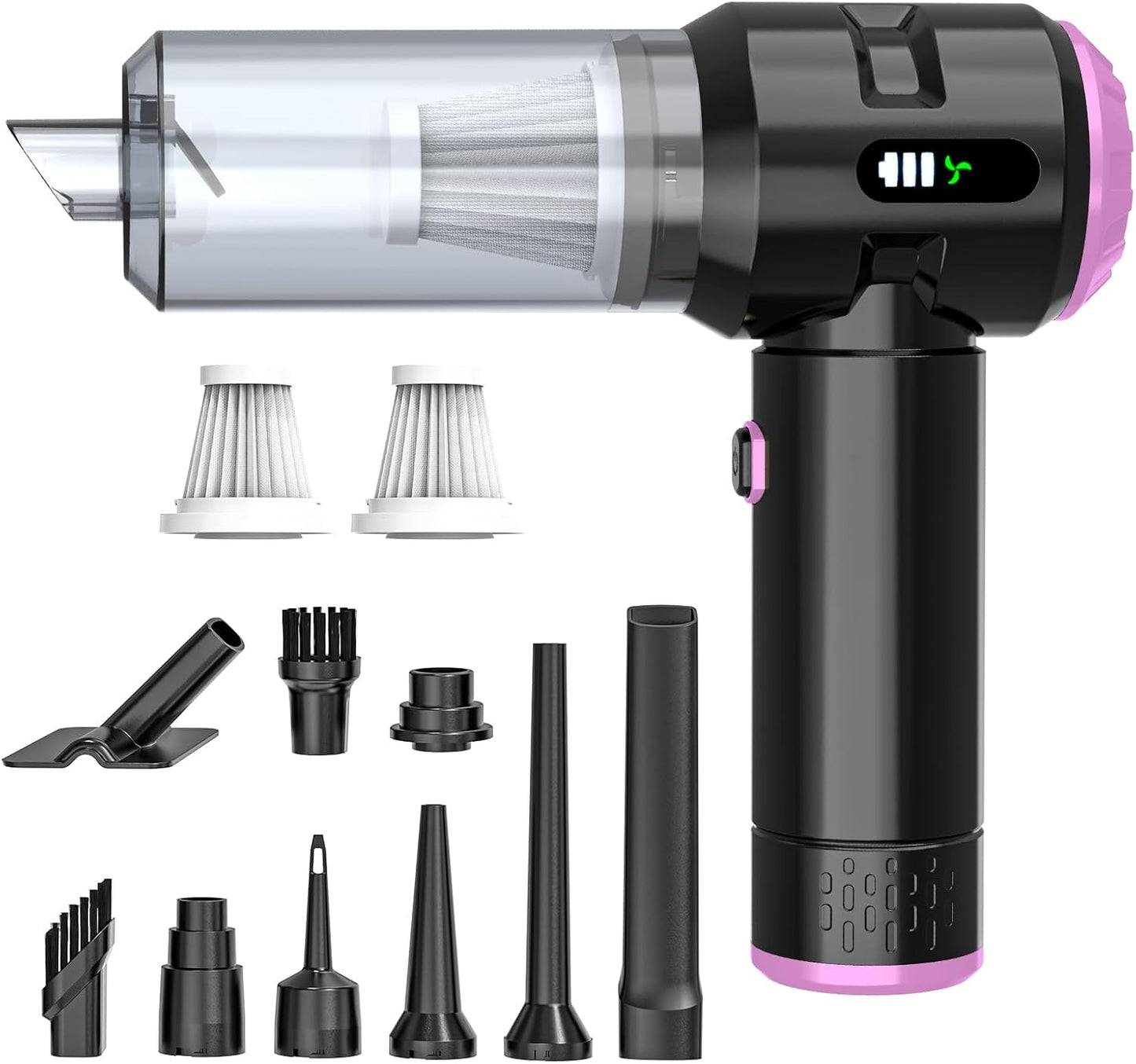 Sycoodeal Handheld Car Vacuum Cleaner, 25000PA Strong Cyclonic Suction Portable Mini Vacuum Cordless with Digital Display Lightweight Handheld for Pet Hair, Car, Home, Office, Kitchen(Silver)