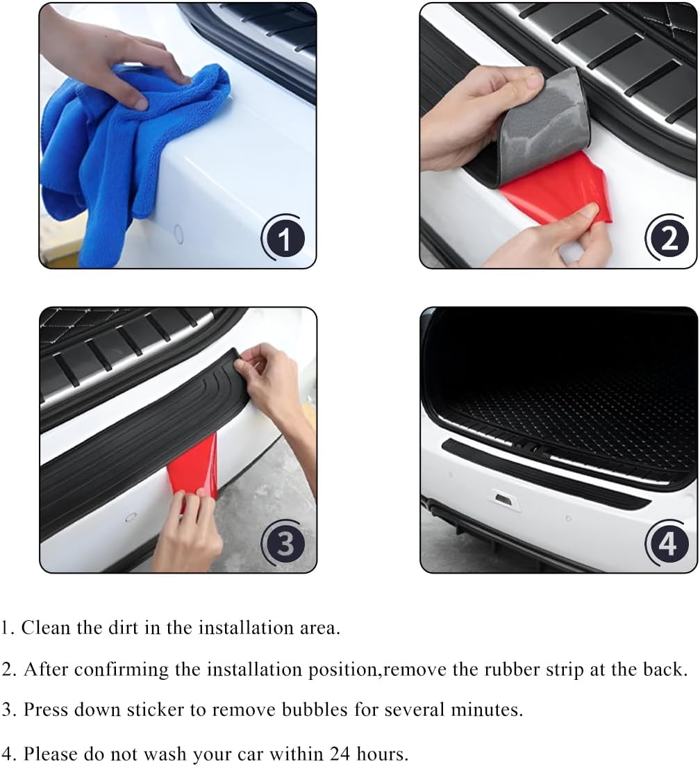 Car Rear Bumper Protector Guard, Anti-Scratch Auto Trunk Door Entry Protection Strip, Non-Slip Rubber Bumper Protective Cover Guard for Most Cars Trucks SUVs (Black, 41")