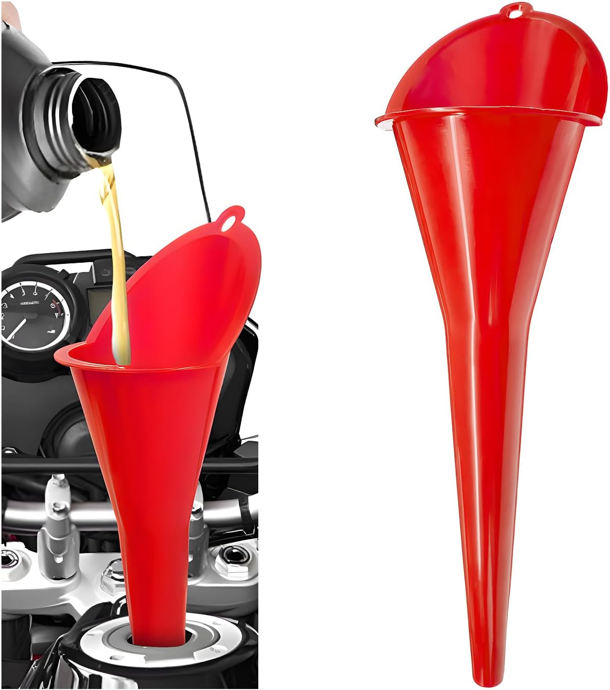 2PCS Oil Funnel, Flexible Multi-Function Automotive Oil Funnel, Spill-Proof Plastic Long Neck Engine Funnels Set for Gas Lubricants Water Diesel Fuel Kerosene, Car Accessories (Blue)