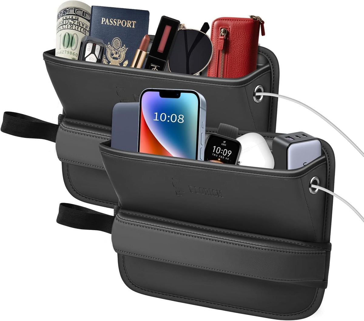FLORICH Car Seat Gap Filler, Pro-Seats Gap Filler Organizer and Storages 2-in-1, Premium Leather Center Console Organizer, Car Organizer Front Seat Universal Fit for Car SUV Truck