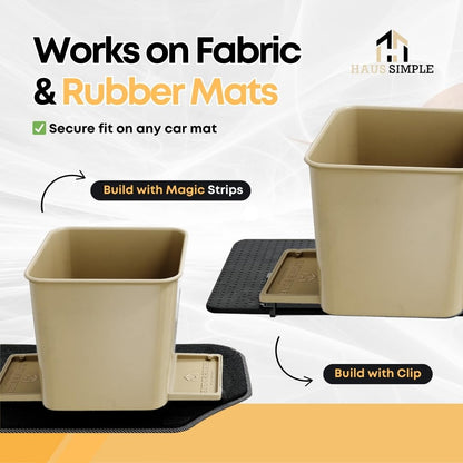 Car Trash Can with Stability Wings – Leakproof Portable Garbage Bin for Fabric & Rubber Mats – Compact Durable Plastic Auto Organizer for Cars, SUVs, Trucks (Black, Large)