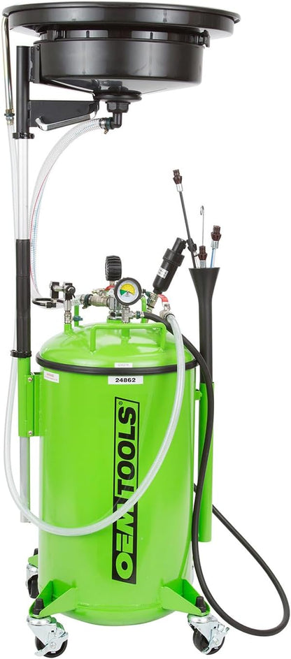 OEMTOOLS 87042 18 Gallon Portable Oil Lift Drain, Waste Oil Drain with Steel Waste Oil Container, Oil Changing, Oil Dolly for Motor Oil Drain, Funnel Drain