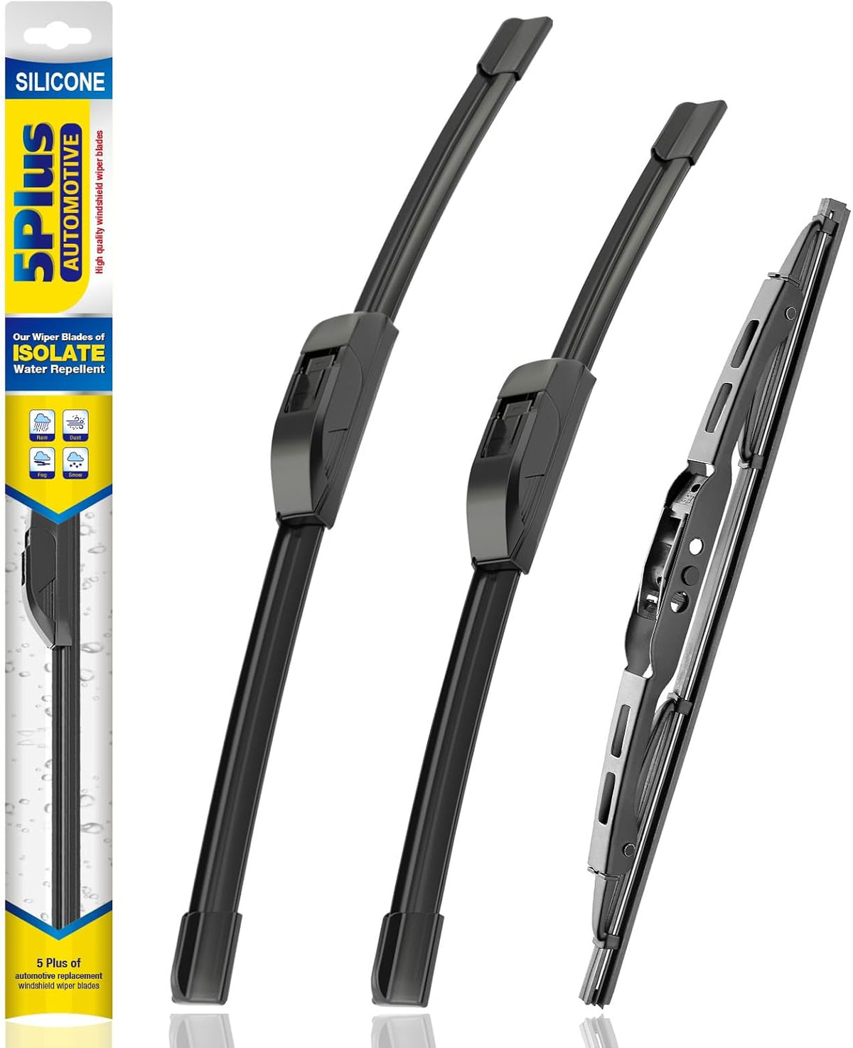 5 PLUS® Silicone Windshield Wipers Replacement for 2019-2024 Toyota RAV4/ 2006-2015 Mazda 5 Wiper Blades(Set of 3), Windshield Wiper Blades For My Car-26"/16"/12" - Colors B