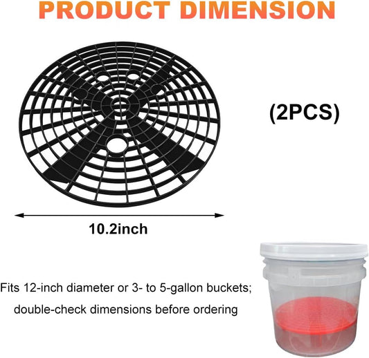 2 PCS Car Wash Bucket Inserts, Auto Detail Dirt Gaurd Buckets Filter Helps Remove Dirt Debris, Dirt Guard Insert Wash Filter Fits 12 Inch Diameter Bucket or 3-5 Gallon Buckets (Black+Red)
