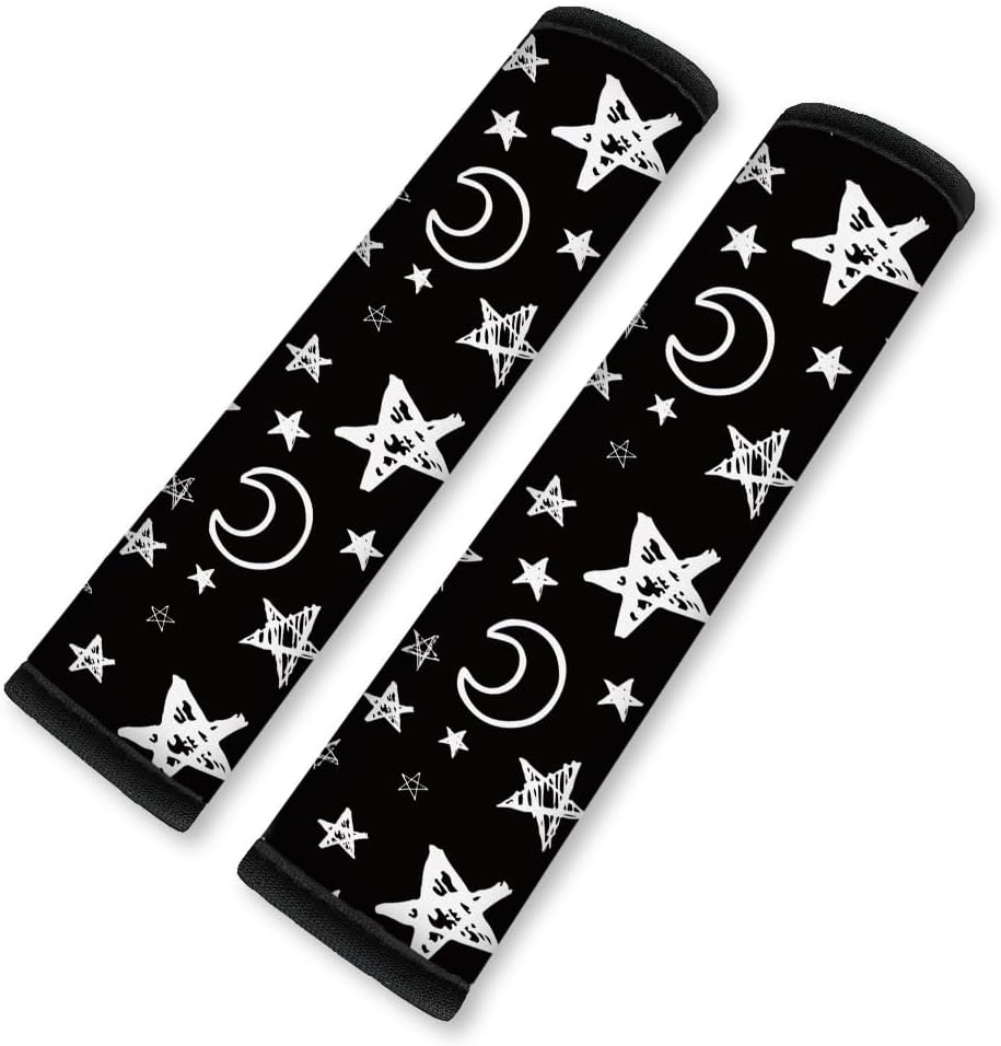 2Pcs Soft Auto Seat Belt Cover Pad Cute Cat Print Colorful Car Seatbelt Shoulder Cushion for Comfortable Driving, Compatible with All Cars' Seatbelt and Backpack Straps