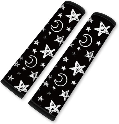 2Pcs Soft Auto Seat Belt Cover Pad Cute Cat Print Colorful Car Seatbelt Shoulder Cushion for Comfortable Driving, Compatible with All Cars' Seatbelt and Backpack Straps