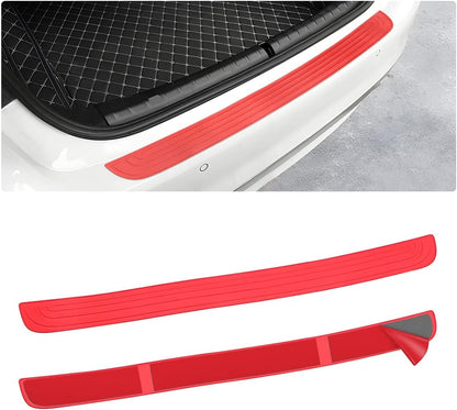 Car Rear Bumper Protector Guard, Anti-Scratch Abrasion Rubber Trunk Door Entry Sill Guard, Non-Slip Vehicle Trim Cover Protection Strip, Car Accessories for Most Cars and SUV (Black/Red/35.4" x2.7)