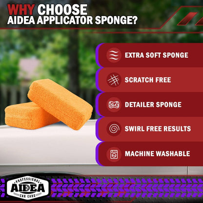 AIDEA Microfiber Applicator Pad-8Pack, Car Wash Sponge, Premium Microfiber Sponge and Cleaning Pads, Perfect for Effortless Wax, Sealant, and Conditioner Application, Car Detailing Supplies, Blue