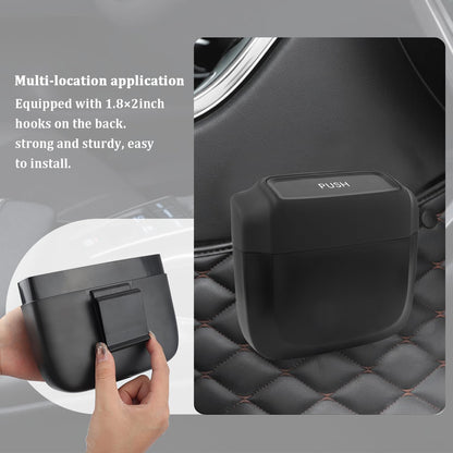 IHOTDER 2PCS Car Trash Can with Lid + 60PCS Garbage Bags,Mini Trash Can Interior Accessories for Door/Seat/Center Console/Home/Office,Multifunctional Car Organizers and Storage (Black)