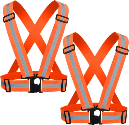 Reflective Strap Safety Vest Gear - 2-10 Pack Adjustable High Visible Reflective Running Gear for Women Men Night