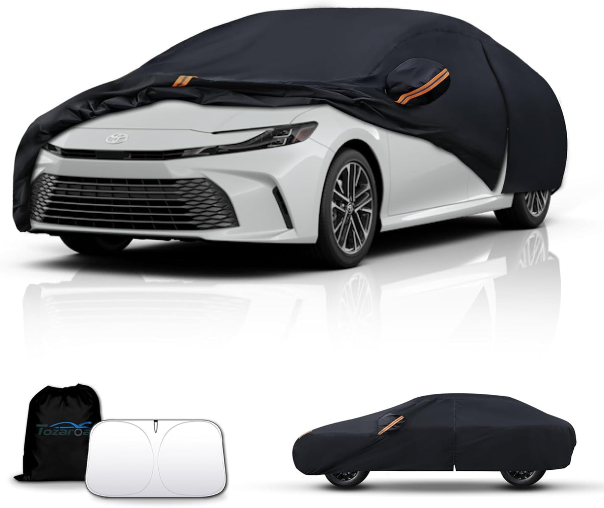 Car Cover Waterproof All-Weather,Outdoor Full Exterior Automobiles Sedan/Coupe (Length 186-193 inch) with Windshield Sun Shade Universal Fit Toyota Camry, Tesla Model 3, Accord etc