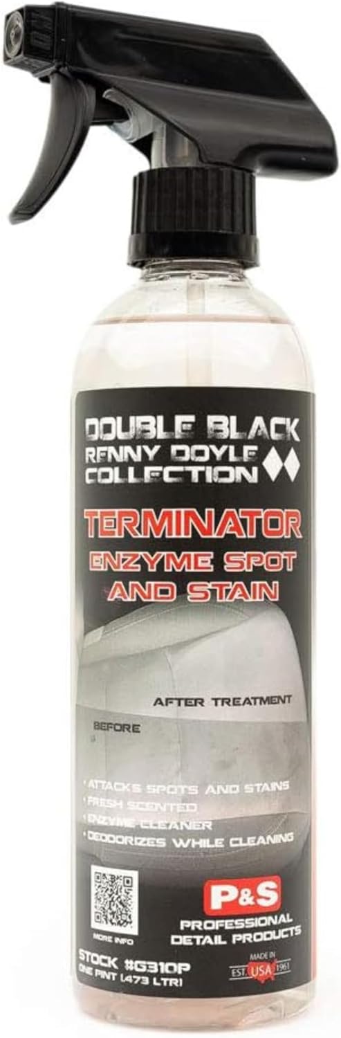 P & S PROFESSIONAL DETAIL PRODUCTS Terminator Enzyme Spot & Stain Remover – Professional Upholstery & Carpet Cleaner, Eliminates Grease, Dirt, Protein-Based Stains, Fresh Scent - 1 Gallon