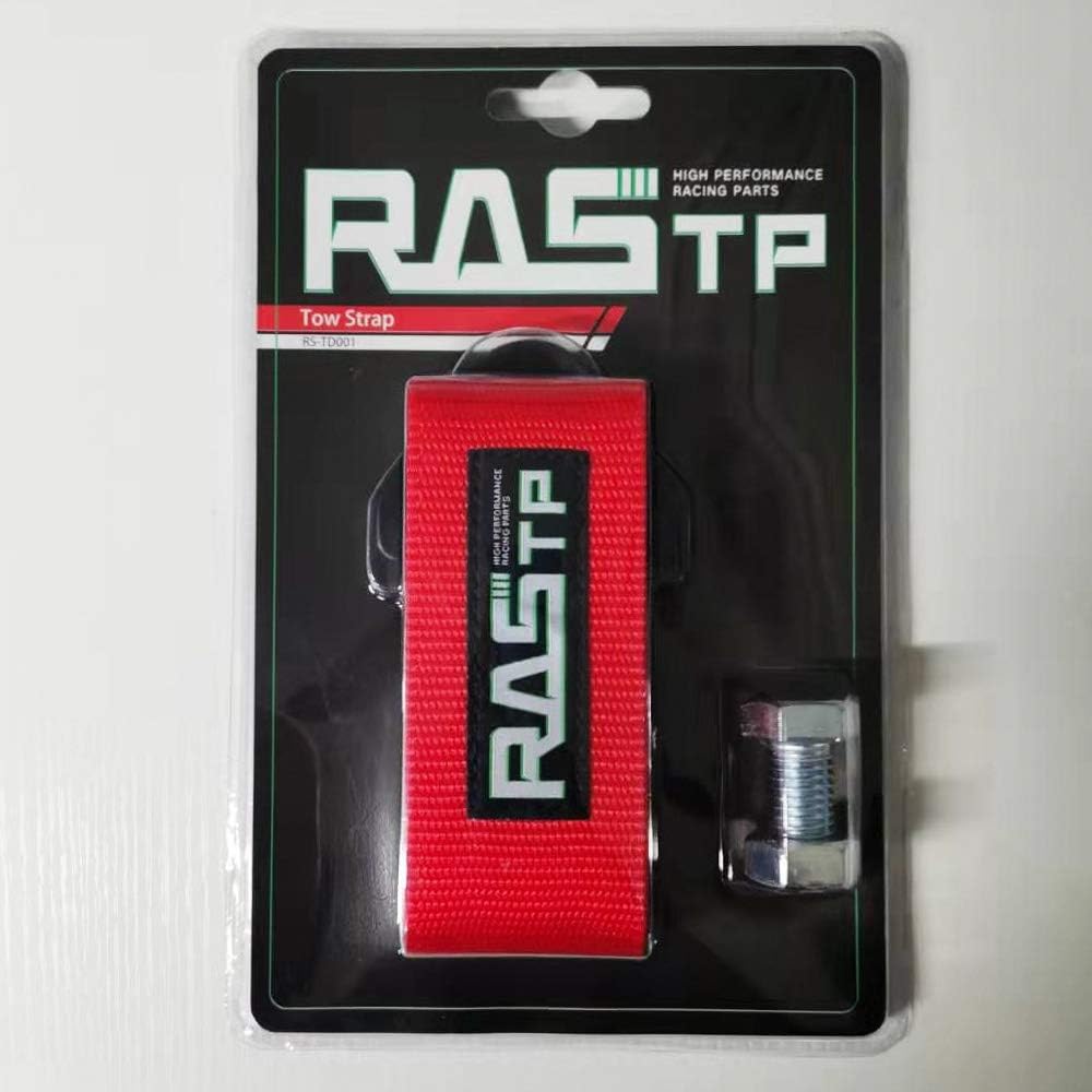 RASTP High Strength Racing Tow Strap, Tow Hook Fit for Front or Rear Front Bumper Decorative Trailer Belt (Black)