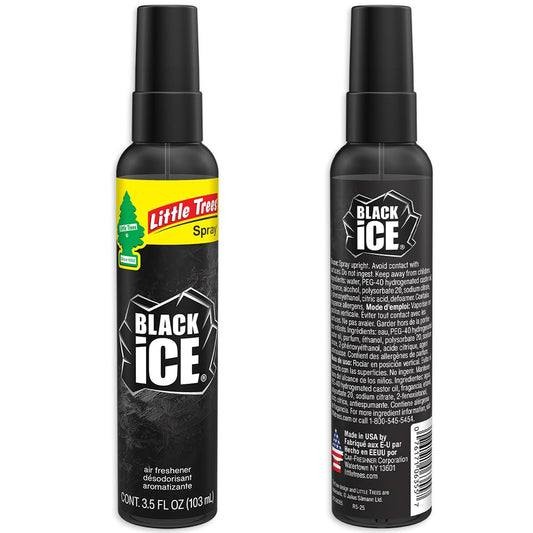 LITTLE TREES Car Air Freshener | Spray Provides a Long-Lasting Scent for Auto or Home | On-the-go Freshness | Black Ice, 6 Air Fresheners