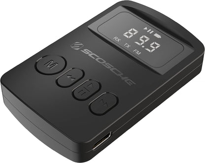 Scosche BTAXS2 Hands-Free Audio Kit, Bluetooth Receiver for Car Stereo with Noise Cancelling and Relocation Mount, 3.5mm Bluetooth Adapter for Car Radio AUX input Compatible with Siri/Google Assistant