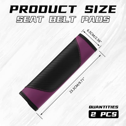 2PCS Car Seat Belt Cover Pad, Soft Carbon Fiber Leather Seatbelt Shoulder Protector for a More Comfortable Driving, Universal Safety Belt Strap Cover to Protect Your Neck (Blue)