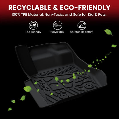 LASFIT Floor Mats for 2019-2025 2026 Ram 2500/3500 Crew Cab Bucket Seat for Carpet & Vinyl Floor (NOT fit Model with PTO Kit), All Weather TPE Custom Fit Car Mats Floor Liners 1st & 2nd Row, Black