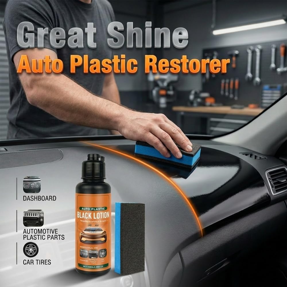Car Plastic Restorer Ceramic Coating, Highly Concentrated Back to Black Trim Restorer, UV Protection Faded Plastic Vinyl Rubber Restorer Agent for Automotive Exterior Interior Restoration (1set)