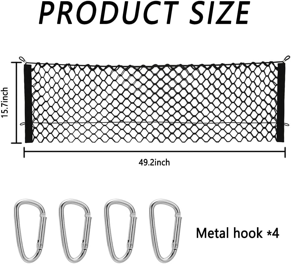 Car Rear Cargo Net with Good Elasticity&Tensile Strength Trunk Net Organizer for SUV Truck,Ideal Car Net Keeps Overlanding Accessories (L 43.3''x15.74'')