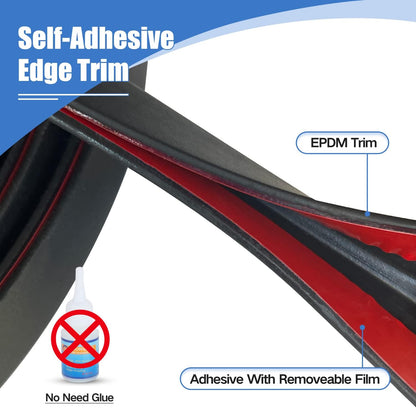 Rubber Edge Trim, Self-Adhesive Rubber Edge Trim, Edge Protector for Sheet Metal, EPDM Material, Fit 1/16"(1.0mm), Length 10Ft, Black Color, U Channel Edge Trim - Colors B