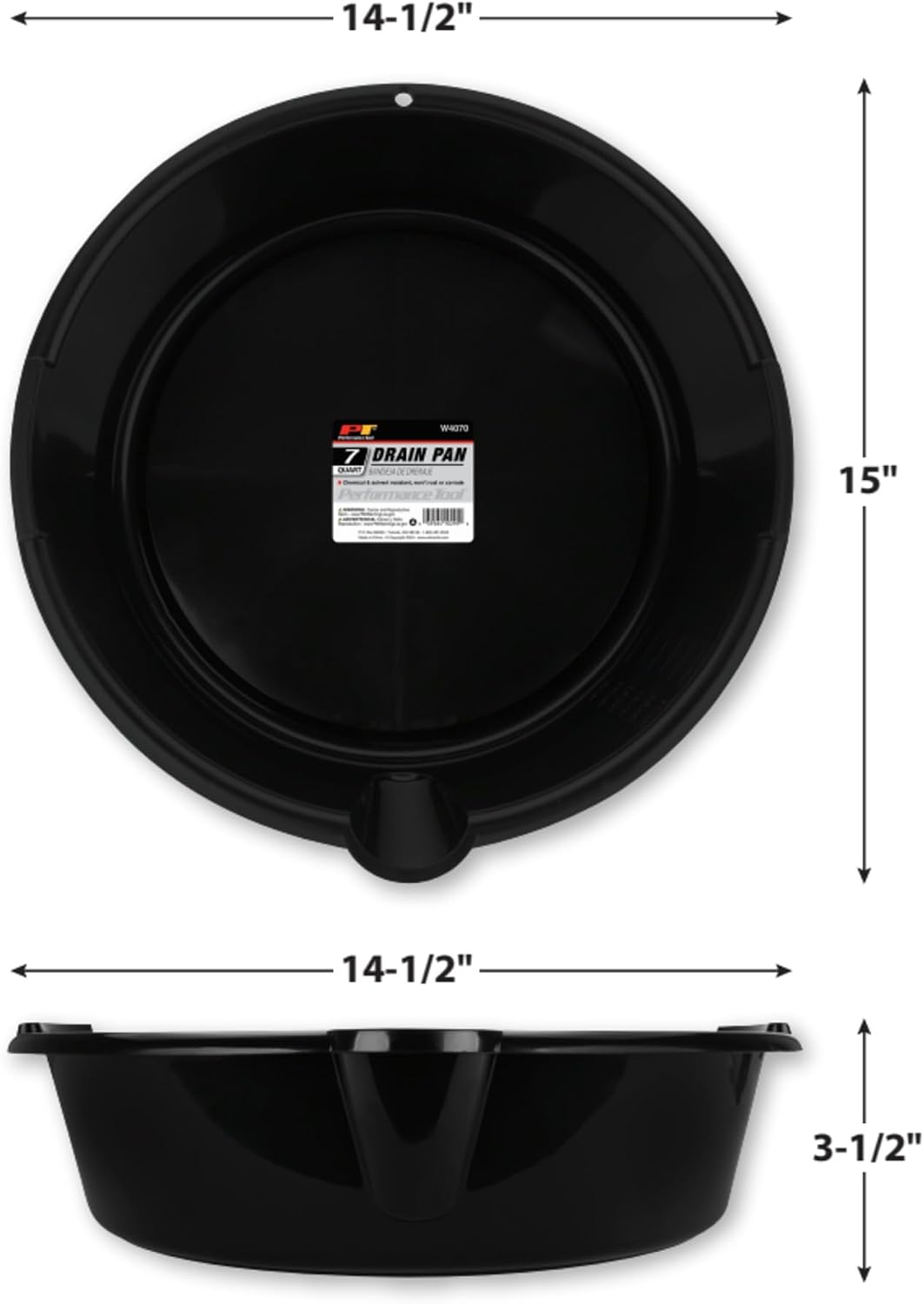 Performance Tool W4071 Black Oil Drain Pan (4.5 gallon)