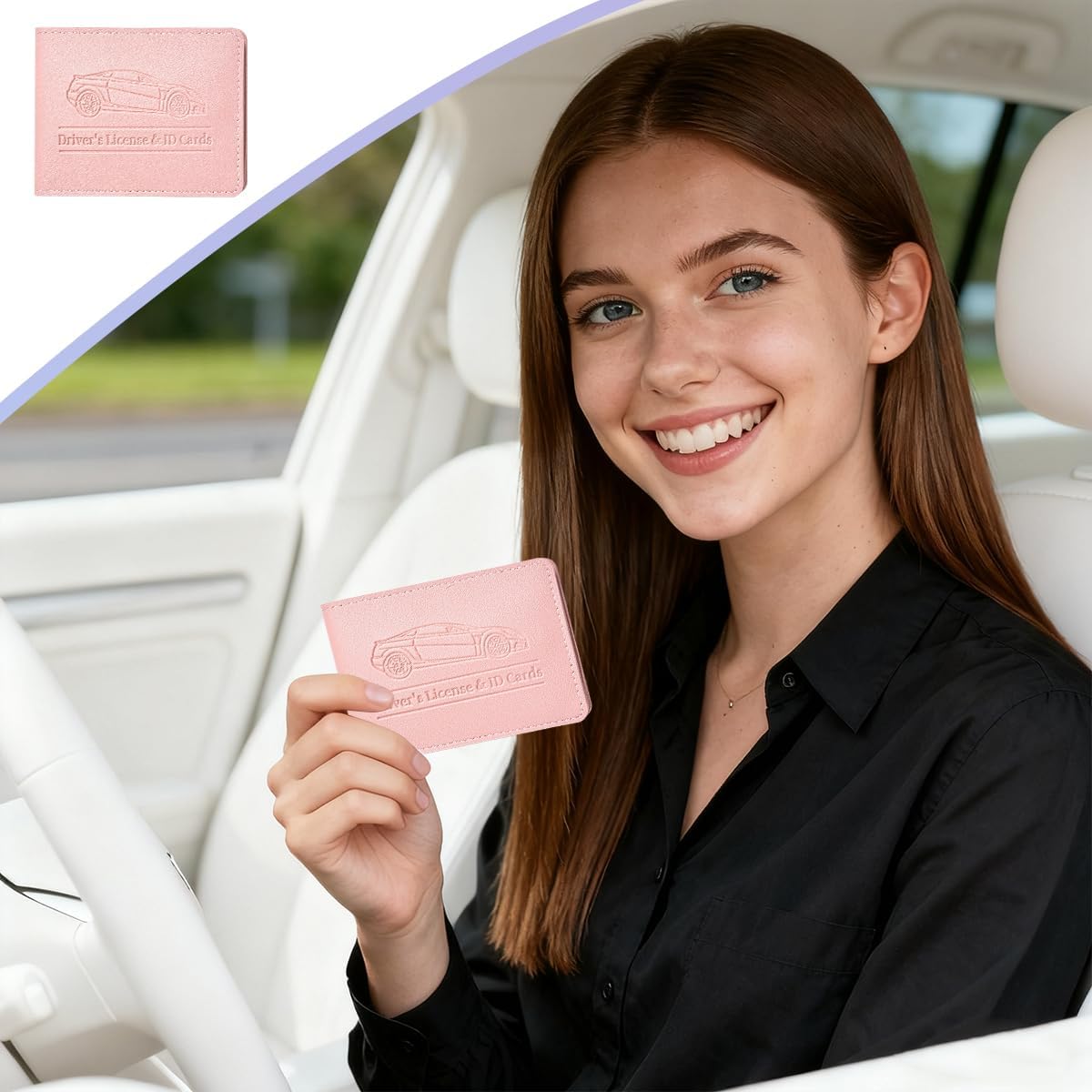 Car Registration Insurance Holder, Vehicle Document Glove Box Organizer, Small Automotive Interior Comparment Driver License Case Accessories for Men Women, Universal Fit (Red)