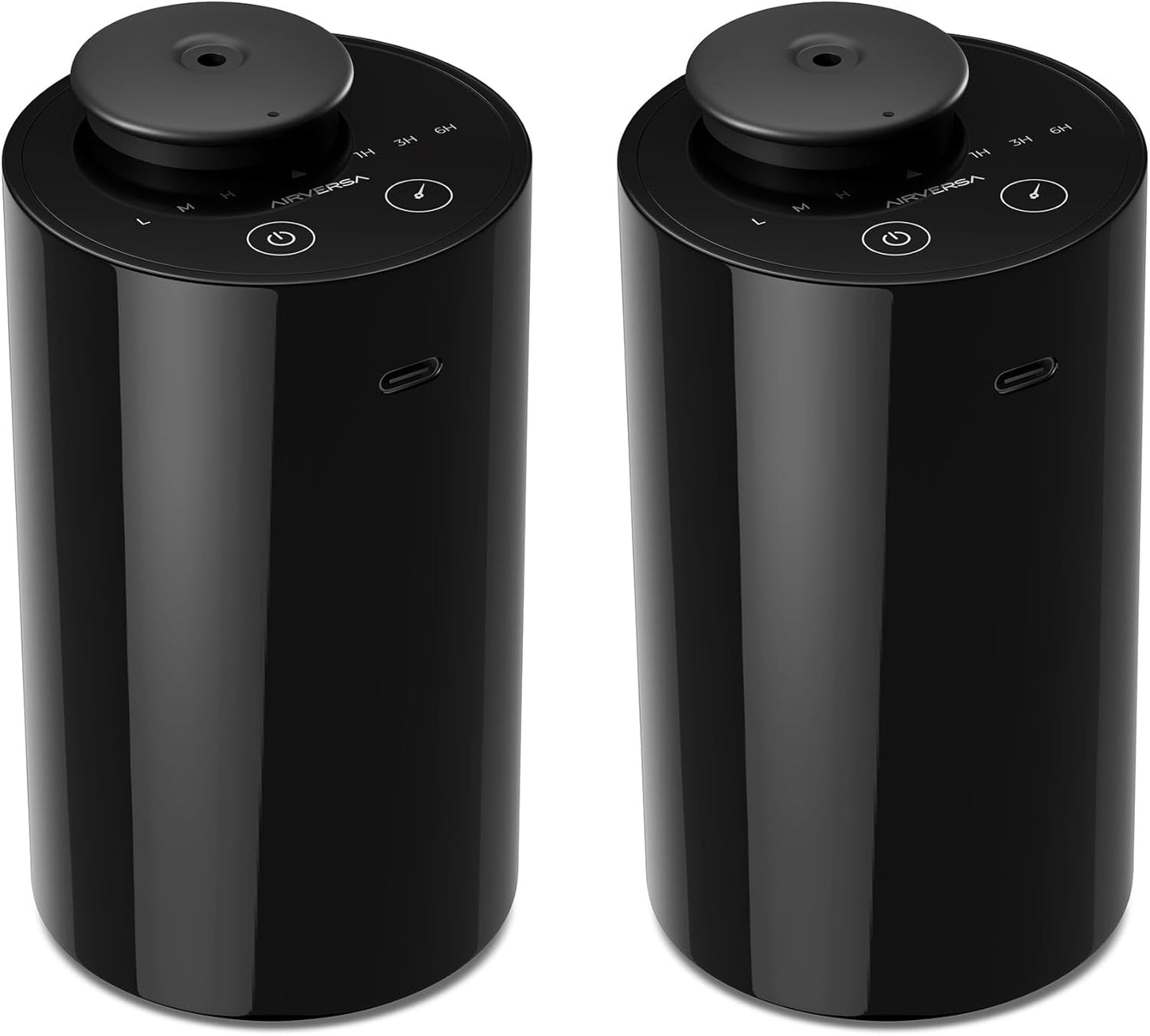 Airversa Waterless Diffuser for Essential Oil, Car Diffsuer, Battery Operated Nebulizer, 0.7 Fl Oz/ 20mL, Mini Scent Air Machine, 3 Timers & 3 Mist Levels for Home, Room, Car, Office - AN6 Black