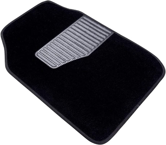 Amazon Basics Universal Fit Anti-Slip Carpet Floor Mats, Full Set for Car, SUV, Van & Truck, 4 count, Black, 25"L x 17.5"W (Front), 13"L x 17.5"W (Rear)