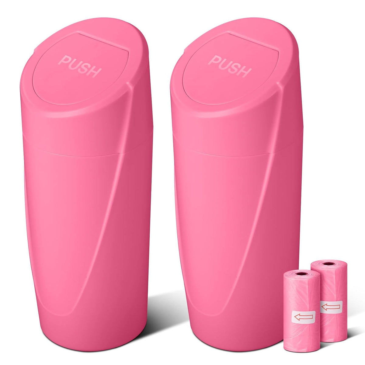 Car Trash Can Bin with Lid - Car Garbage Can Cup Holder - Pink Mini Leakproof Vehicle Garbage Bin with 20pcs Trash Bags - Automobile Organizers and Storage for Front Back Seat Accessories