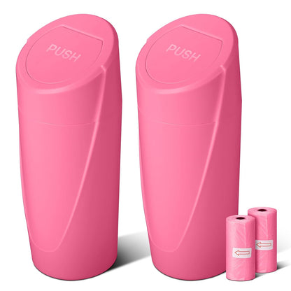 Car Trash Can Bin with Lid - Car Garbage Can Cup Holder - Pink Mini Leakproof Vehicle Garbage Bin with 20pcs Trash Bags - Automobile Organizers and Storage for Front Back Seat Accessories