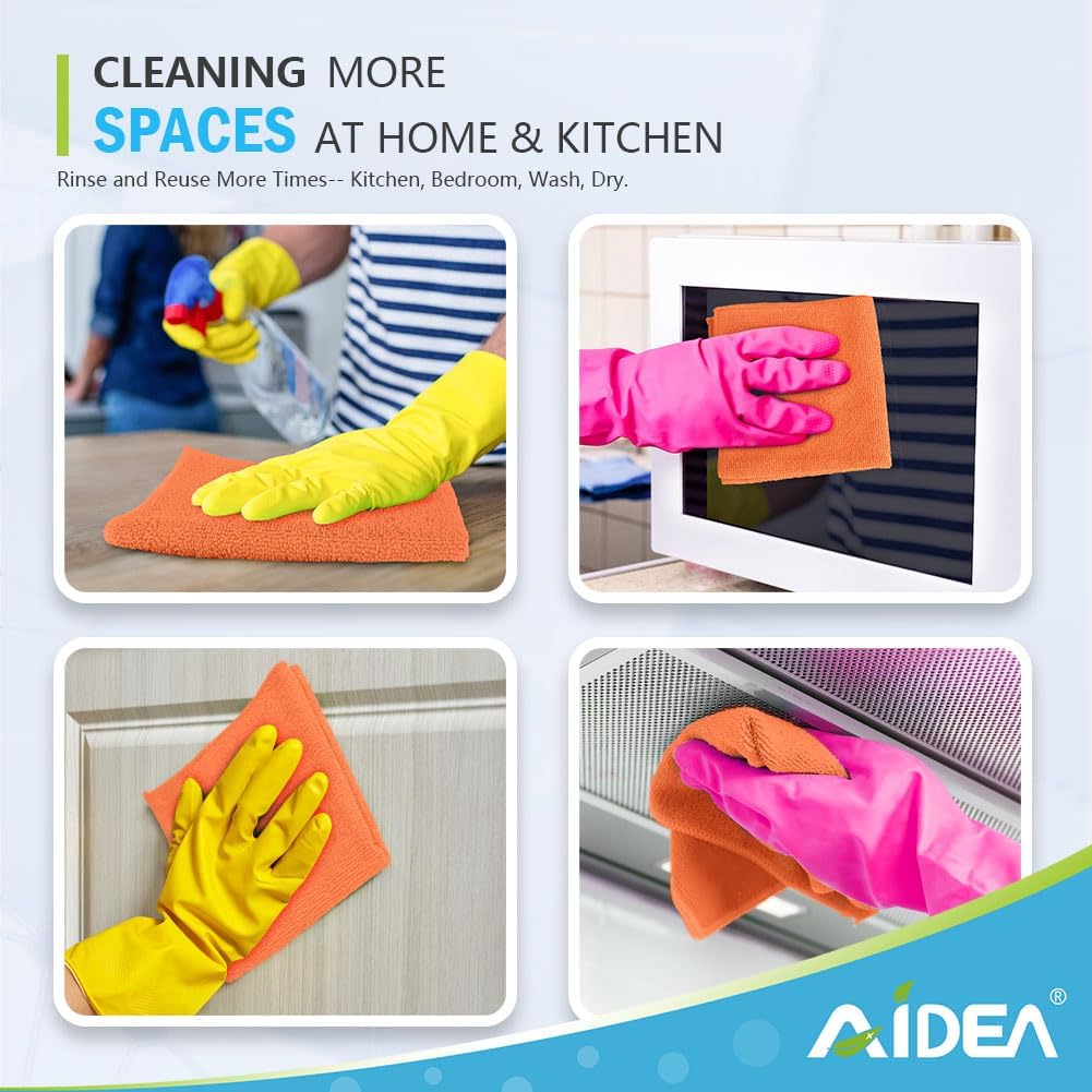 AIDEA Microfiber Cleaning Cloth-12PK, Soft Microfiber Towels for Cars, Absorbent Cleaning Rags, Lint-Free Streak-Free Wash Cloths for House, Kitchen, Window(12in.x12in), Black