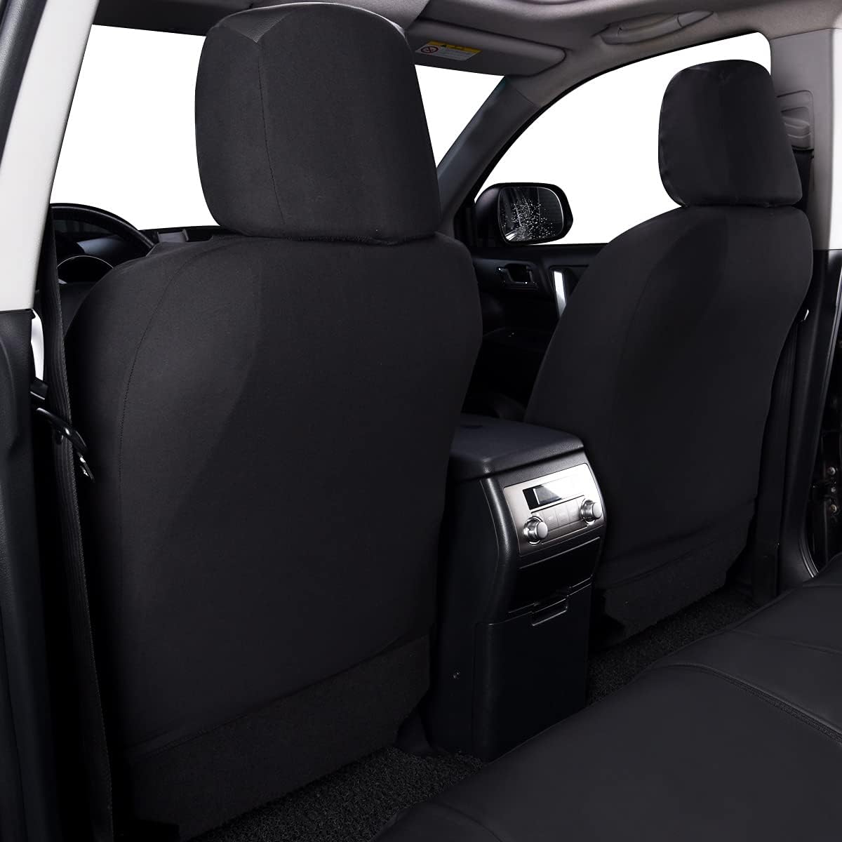 Flying Banner Carbon Fiber Leather Vehicle Seat Covers, Leopard Gray Black, Universal Fit - 8PCS