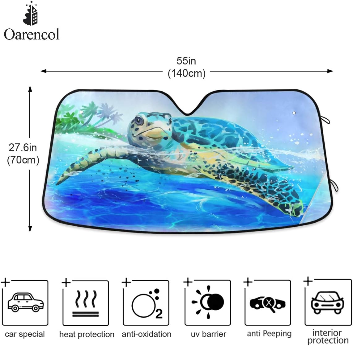 Black Leopard Car Windshield Sun Shade Animal Skin Print Foldable UV Ray Sun Visor Protector Sunshade to Keep Your Vehicle Cool (51" x 27.6")