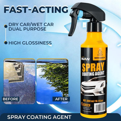 NUAN 2-Pack Nano Hydrophobic Ceramic Coating, 300ml Car Coating Spray Kit, Easy-to-Spray Auto Paint Protection, Includes Microfiber Cloth for Vehicle Shine & Protection