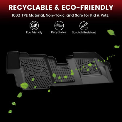 LASFIT Floor Mats for 2019-2025 2026 Ram 2500/3500 Crew Cab Bucket Seat for Carpet & Vinyl Floor (NOT fit Model with PTO Kit), All Weather TPE Custom Fit Car Mats Floor Liners 1st & 2nd Row, Black