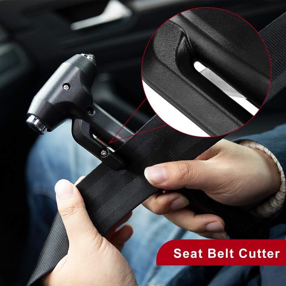 MOTORBUDDY 2-Pack Car Safety Hammer Seatbelt Cutter, Auto Emergency Escape Hammer with Window Glass Breaker and Seat Belt Cutter, Striking Red Escape Tool for Car Accidents