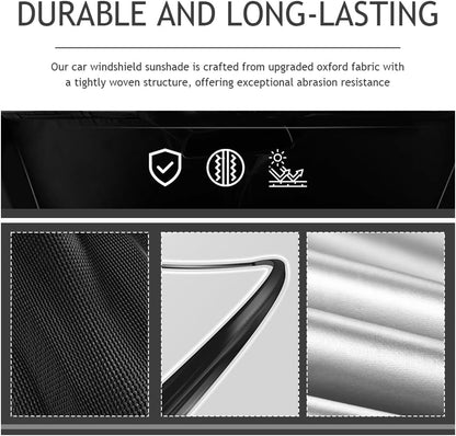 59"x31" Upgraded Car Windshield Sun Shade,Oxford Cloth Sunshade for Car Windshield for Reducing Interior Temperature & Protecting Upholstery,Foldable Cars Sun Shade with Storage Bag