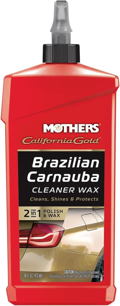 Mothers California Gold Brazilian Carnauba Cleaner Wax, 12 oz. Paste – Cleans & Waxes in One Step, Removes Oxidation & Swirls, Premium Carnauba Shine & Protection for All Paint Finishes (05500)