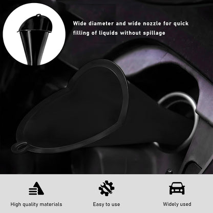 DXNQ Oil Funnel, Automotive Multi-Function Plastic Fuel Funnel with Long Neck, Universal Engine Oil Funnel for Filling Oils Gas Lubricants and Fluids, Car Accessories (Black)