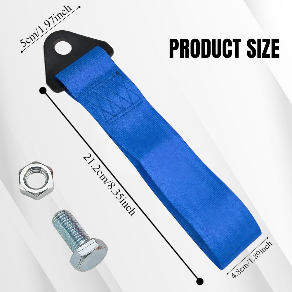 Racing Tow Strap, Tow Strap with Hooks, Sports Trailer Belt, Car Modification High Strength Nylon Traction Rope Decor Trailer Hook Belt Fit for Front or Rear Front Bumper Decoration (Red)